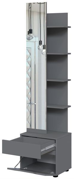 Компактний передпокій з полицями та дзеркалом Аякс 50&times;37,6&times;188 см антрацит 32654/32658 фото