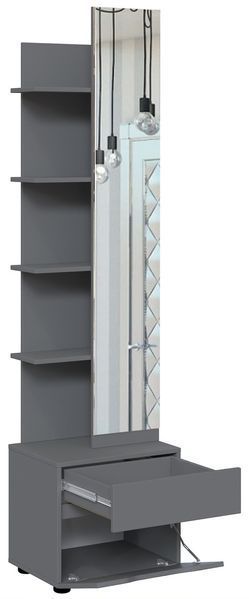 Компактний передпокій з полицями та дзеркалом Аякс 50&times;37,6&times;188 см антрацит 32654/32658 фото