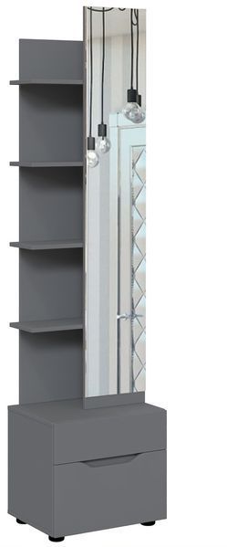 Компактний передпокій з полицями та дзеркалом Аякс 50&times;37,6&times;188 см антрацит 32654/32658 фото