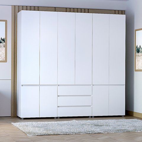 Гардеробный шкаф с ящиками и штангами 240&times;230&times;56 см Капри №26 белый (00545) 00545 фото