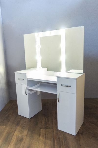 Трюмо з підсвіткою, туалетний стіл MARKSON М623 з трьома дзеркалами, білий М623 фото