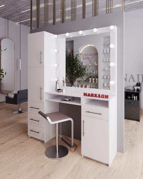Рабочее место парикмахера М402 "Феникс" для салона красоты белое М402 фото