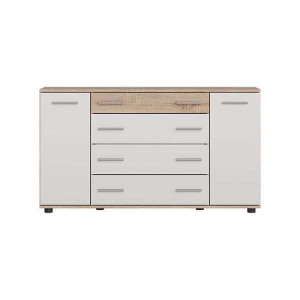 Комод з шухлядами та дверцятами 130 см дуб сонома білий Еверест К-4 447622953 фото