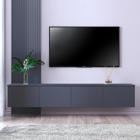 Сучасна підвісна тумба (200 см х 33 см х 35 см) TV Капрі К-504 антрацит (00017) 2685862016 фото