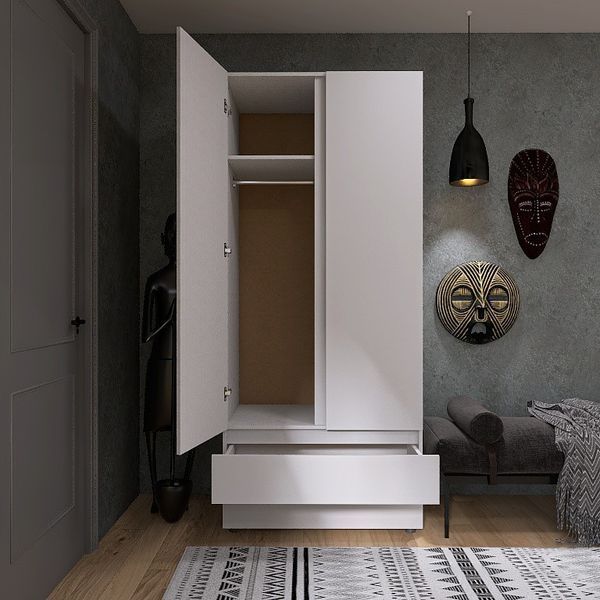 Невелика шафа зі штангою та ящиками німфея альба (90 см x 52 см x 208 см) | Еверест Лайт ШЛ-2 1963431995 фото