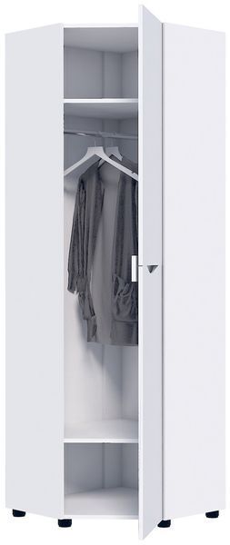 Кутова шафа для одягу зі штангою Аякс 65,6&times;65,6&times;200 см білий 30998 фото